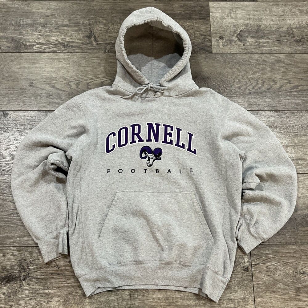 Vintage Y2K Impact Sports Cornell Football Reverse Weave Gray Hoodie - Large